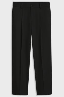 Modern-fit stretch-twill formal trousers, Black