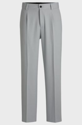 Modern-fit trousers in stretch twill with front crease, Light Grey