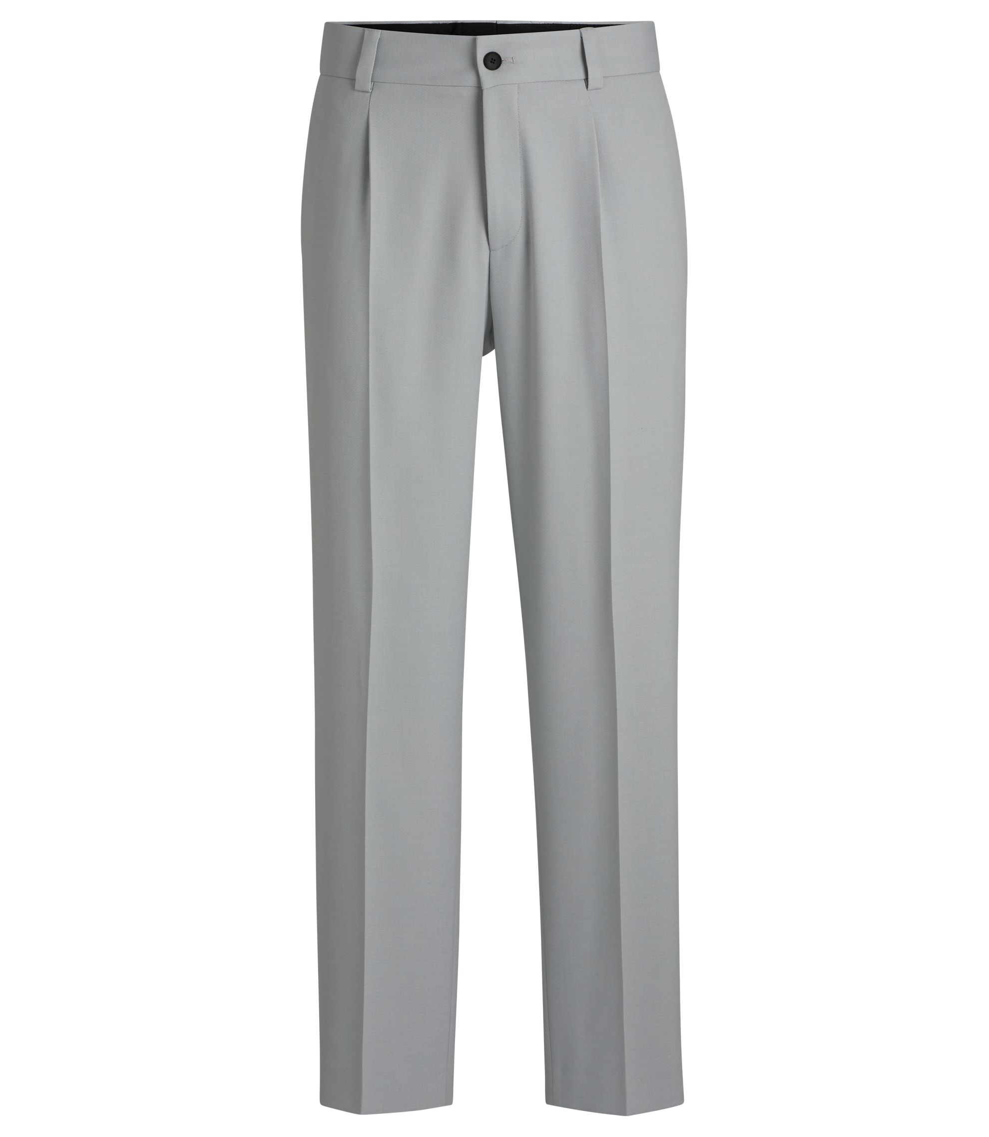 HUGO - Modern-fit trousers in stretch twill with front crease