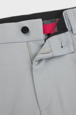 Modern-fit trousers in stretch twill with front crease, Light Grey