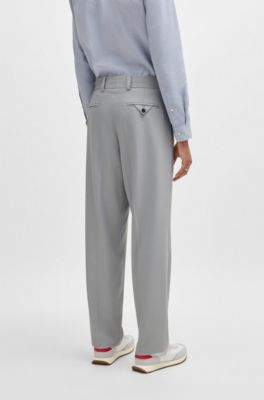Modern-fit trousers in stretch twill with front crease, Light Grey