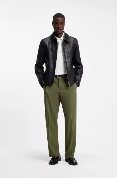 Modern-fit trousers in stretch twill with front crease