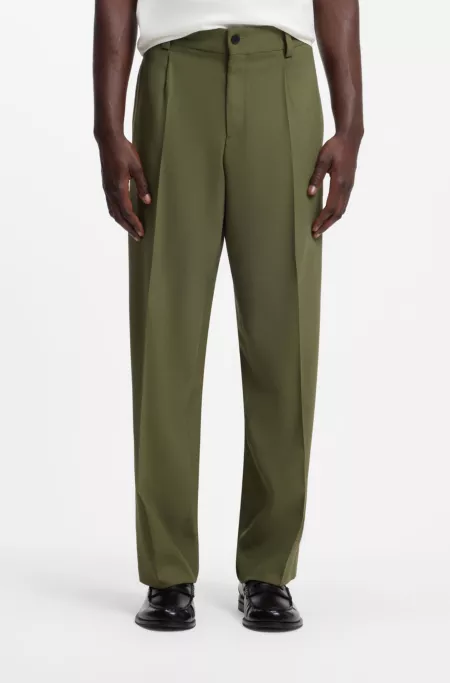 Modern-fit trousers in stretch twill with front crease