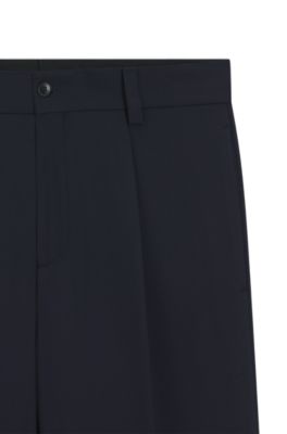 Modern-fit trousers in stretch twill with front crease, Dark Blue
