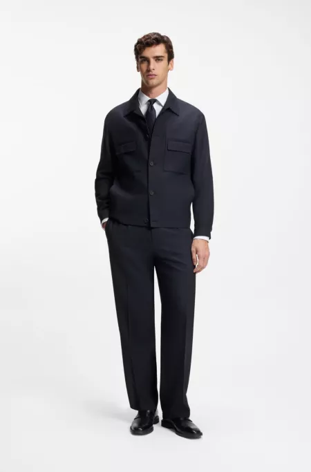 Modern-fit trousers in stretch twill with front crease