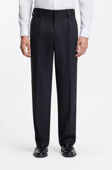 Modern-fit trousers in stretch twill with front crease
