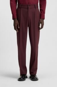 Moderne broek van stretchtwill met vouw aan de voorkant, Donkerrood