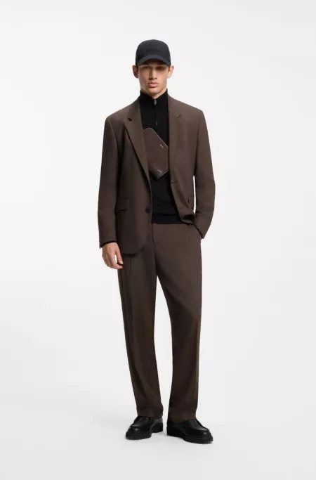 Modern-fit stretch-twill formal trousers