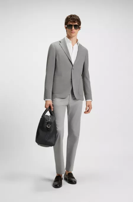 Slim-fit trousers in cotton, silk and stretch