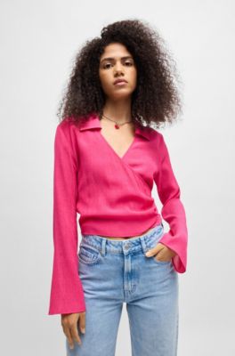 Regular-fit wikkelblouse, Pink