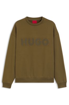 Oversized-fit sweatshirt in cotton terry with tonal logo, Brown