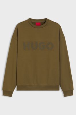 Oversized-fit sweatshirt in cotton terry with tonal logo, Brown