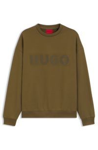 Oversized-fit sweatshirt in cotton terry with logo print, Brown