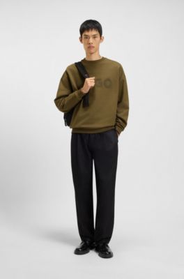 Oversized-fit sweatshirt in cotton terry with tonal logo, Brown
