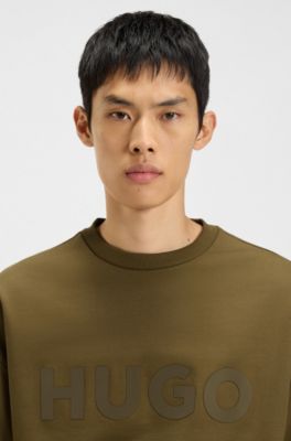 Oversized-fit sweatshirt in cotton terry with tonal logo, Brown