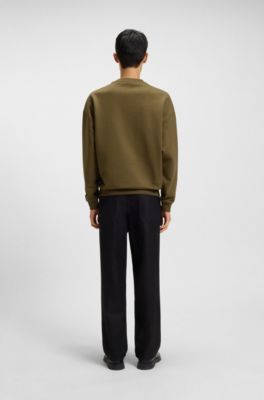 Oversized-fit sweatshirt in cotton terry with tonal logo, Brown