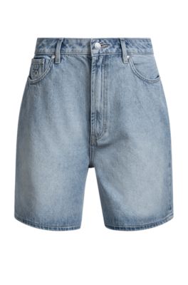 Regular-fit shorts in salt-and-pepper denim, Light Blue