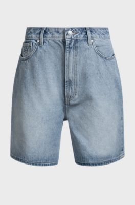 Regular-fit shorts in salt-and-pepper denim, Light Blue