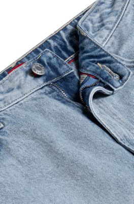 Regular-fit shorts in salt-and-pepper denim, Light Blue