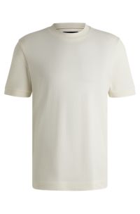 Cotton-silk T-shirt with stripe structure, Natural