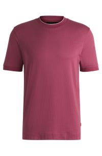 Cotton-silk T-shirt with stripe structure, Pink