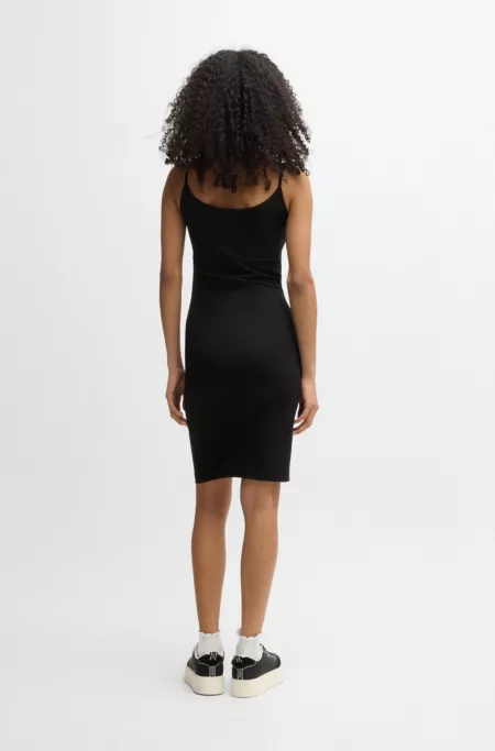 Stretch-cotton bodycon dress with logo patch
