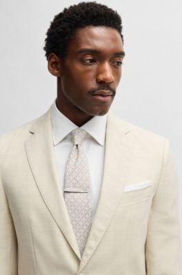 Silk-blend tie with jacquard pattern, White Patterned