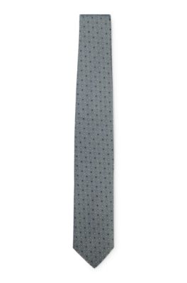 Silk-blend tie with jacquard pattern, Green