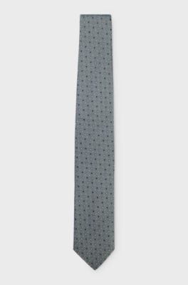 Silk-blend tie with jacquard pattern, Green