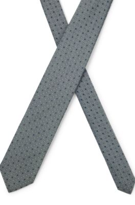 Silk-blend tie with jacquard pattern, Green