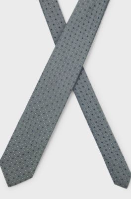 Silk-blend tie with jacquard pattern, Green