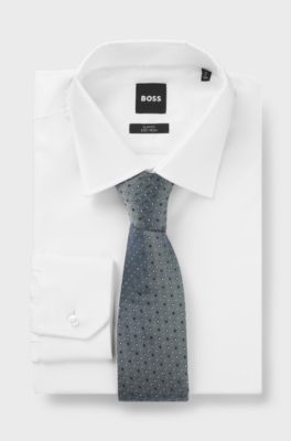Silk-blend tie with jacquard pattern, Green