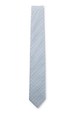Silk-blend tie with jacquard pattern, Light Blue