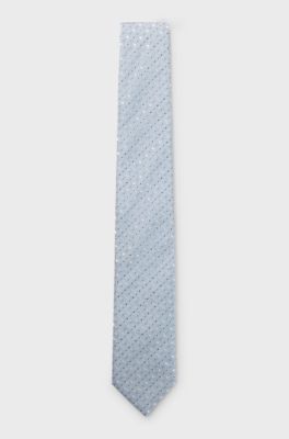 Silk-blend tie with jacquard pattern, Blue