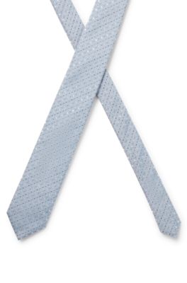 Silk-blend tie with jacquard pattern, Light Blue