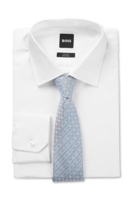 Silk-blend tie with jacquard pattern, Light Blue