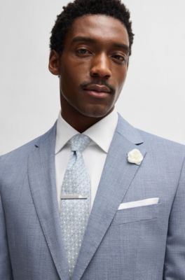 Silk-blend tie with jacquard pattern, Light Blue