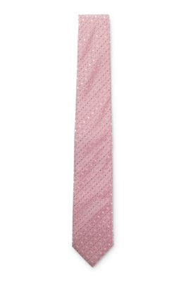 Silk-blend tie with jacquard pattern, Light Pink