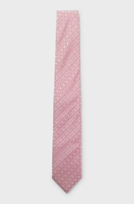 Silk-blend tie with jacquard pattern, Light Pink
