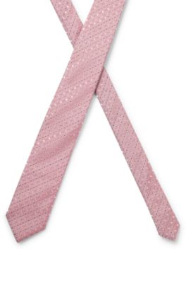 Silk-blend tie with jacquard pattern, Light Pink