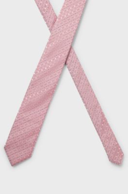 Silk-blend tie with jacquard pattern, Light Pink