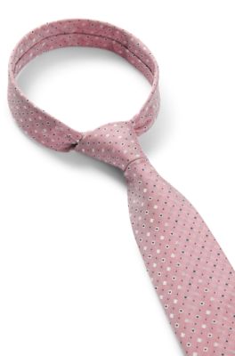 Silk-blend tie with jacquard pattern, Light Pink