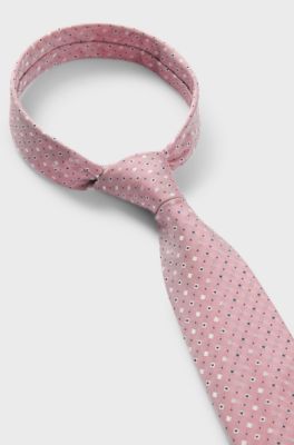 Silk-blend tie with jacquard pattern, Light Pink