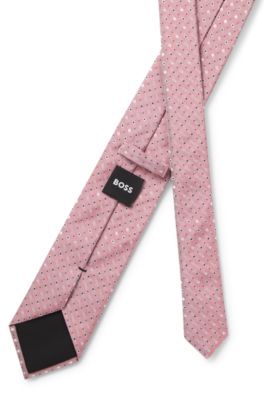Silk-blend tie with jacquard pattern, Light Pink