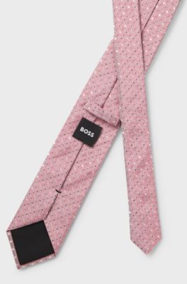 Silk-blend tie with jacquard pattern, Light Pink