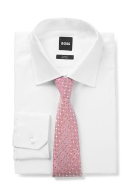 Silk-blend tie with jacquard pattern, Light Pink