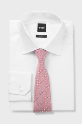 Silk-blend tie with jacquard pattern, Light Pink