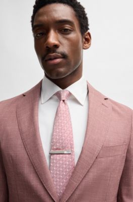 Silk-blend tie with jacquard pattern, Light Pink