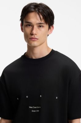 Cotton-jersey T-shirt with printed artwork, Black