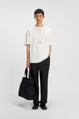 Cotton-jersey T-shirt with printed artwork, Natural